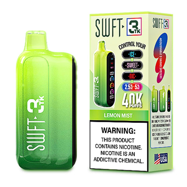 SWFT 3TK Nic + Sweet + Ice Control Disposable lemon mist with packaging