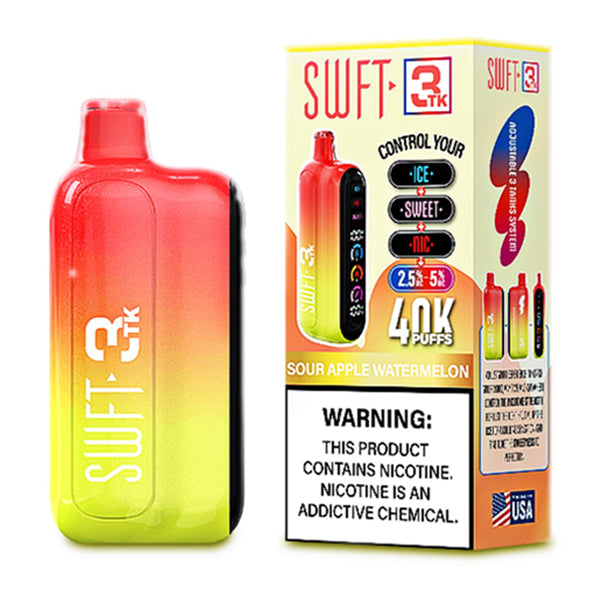 SWFT 3TK Nic + Sweet + Ice Control Disposable sour apple watermelon with packaging