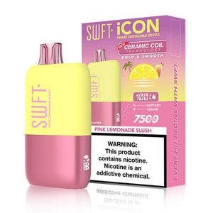 SWFT Icon 7500 Puffs 17mL 50mg Disposable pink lemonade slush with packaging