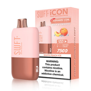 SWFT Icon 7500 Puffs 17mL 50mg Disposable white peach ice with packaging