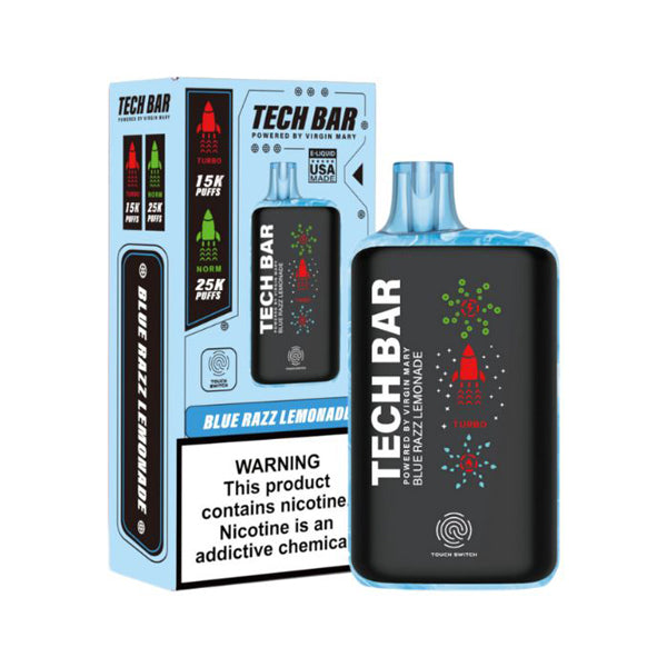 Tech Bar Disposable blue razz lemonade with packaging