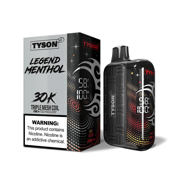 Tyson 2.0 Legend Disposable menthol silver with packaging
