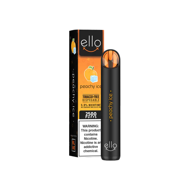 BLVK Ello Disposable | 2500 Puffs | 7mL Peachy Ice  with Packaging