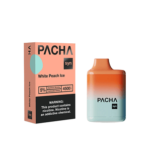 Charlies – Pachamama Syn Disposable | 4500 Puffs | 12mL White Peach Ice	with Packaging