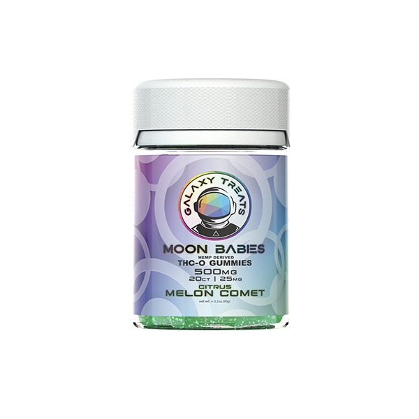 Galaxy Treats Moon Babies Gummies | 20 Per Bottle   Delta 8/THC-O/HHC/Delta 9 Melon Comet