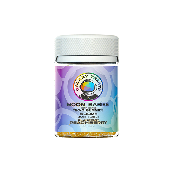 Galaxy Treats Moon Babies Gummies | 20 Per Bottle   Delta 8/THC-O/HHC/Delta 9 Peachberry