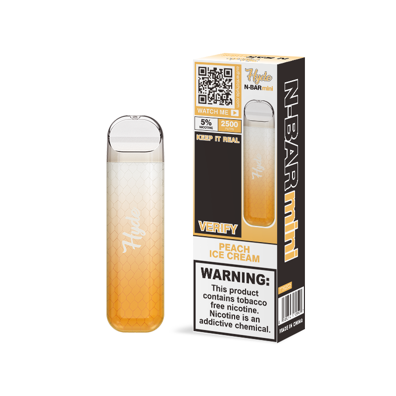 Hyde N-Bar Mini Disposable | 2500 Puffs | 7mL Peach Ice Cream with Packaging