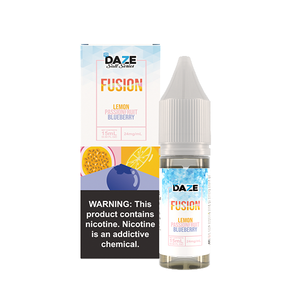 7Daze Fusion Salt Series | 15mL | 24mg Lemon Passion Blueberry Iced with Packaging