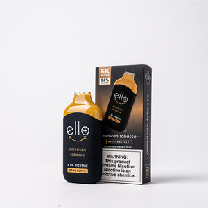 BLVK Disposable – Ello Plus 6000 Puffs (12mL) 50mg American Tobacco with Packaging