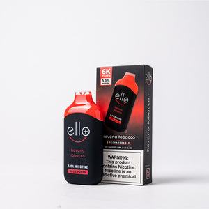 BLVK Disposable – Ello Plus 6000 Puffs (12mL) 50mg Havana Tobacco with Packaging