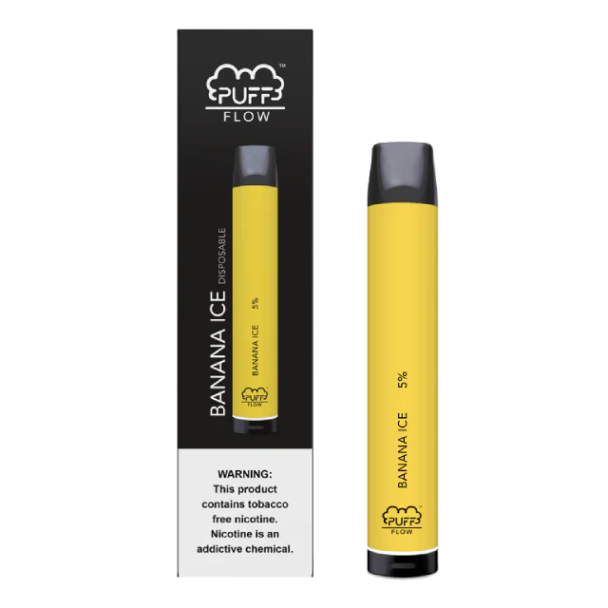 Puff Flow Tobacco-Free Nicotine Disposable | 1800 Puffs | 6mL Banana Ice with Packaging