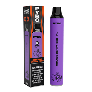 Pyro Disposable | 2000 Puffs | 6mL Orange Berry Iced with Packaging