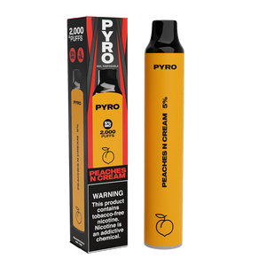 Pyro Disposable | 2000 Puffs | 6mL Peaches N Cream with Packaging