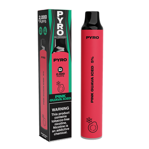 Pyro Disposable | 2000 Puffs | 6mL Pink Guava Iced with Packaging