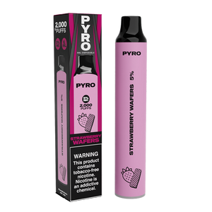 Pyro Disposable | 2000 Puffs | 6mL Strawberry Wafers with Packaging