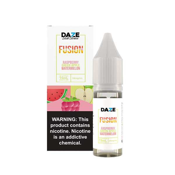 7Daze Fusion Salt Series | 15mL | 24mg Raspberry Green Apple Watermelon with Packaging