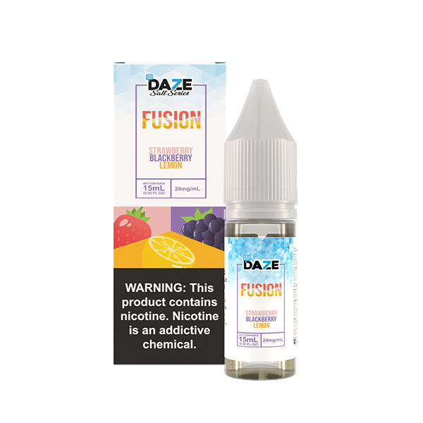 7Daze Fusion Salt Series | 15mL | 24mg Strawberry Blackberry Lemon Iced with Packaging