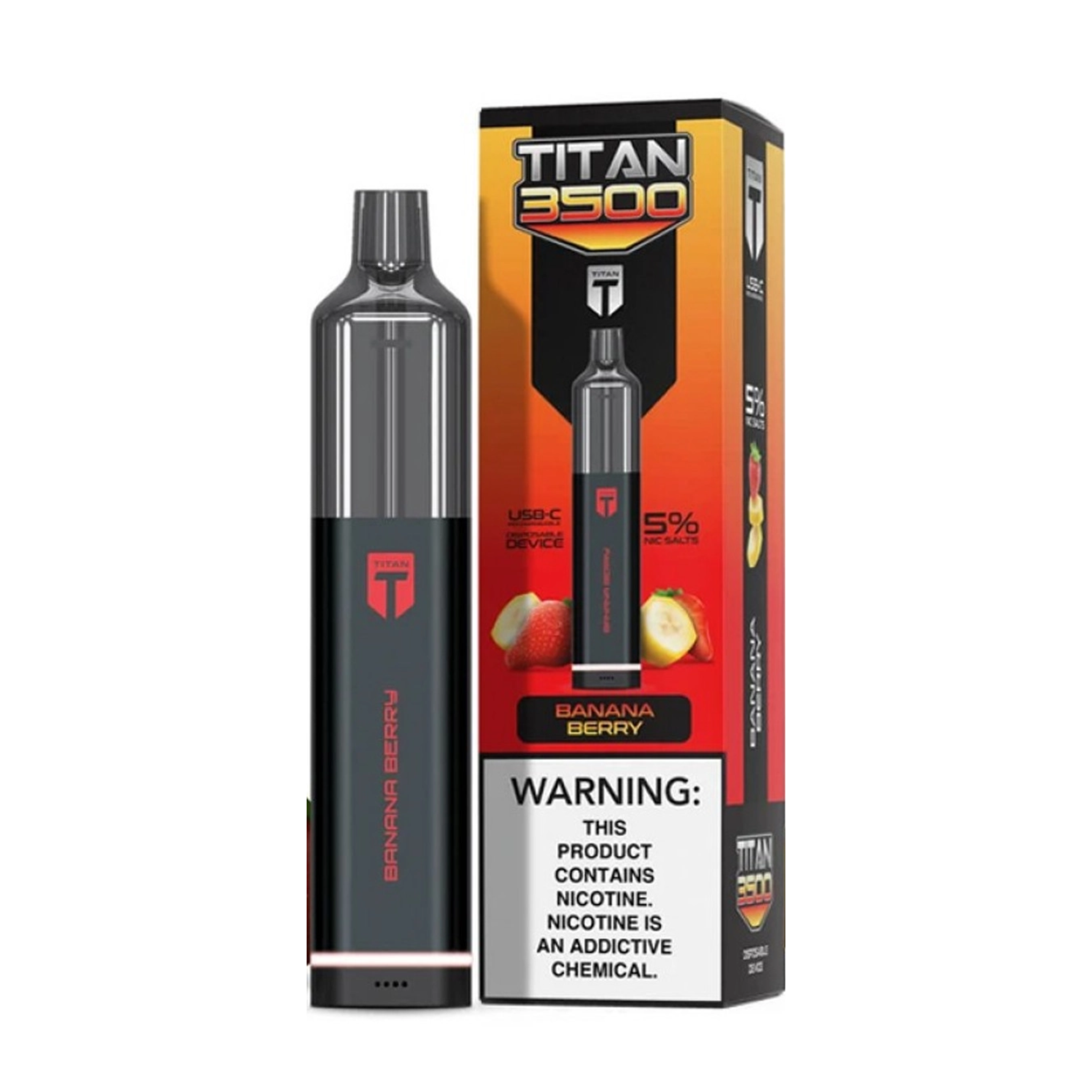 Titan Disposable | 3500 Puffs Banana Berry with Packaging