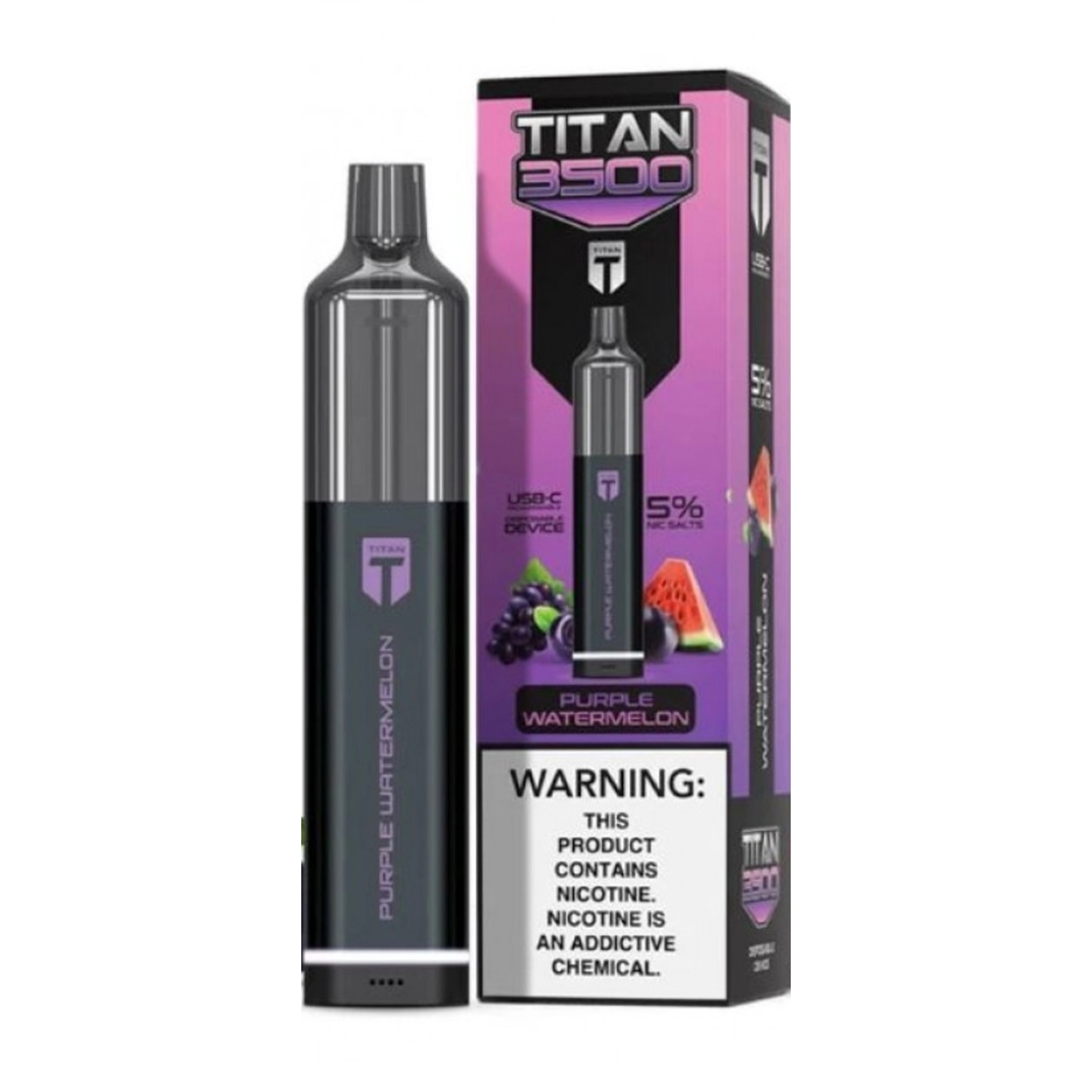 Titan Disposable | 3500 Puffs Purple Watermelon with Packaging