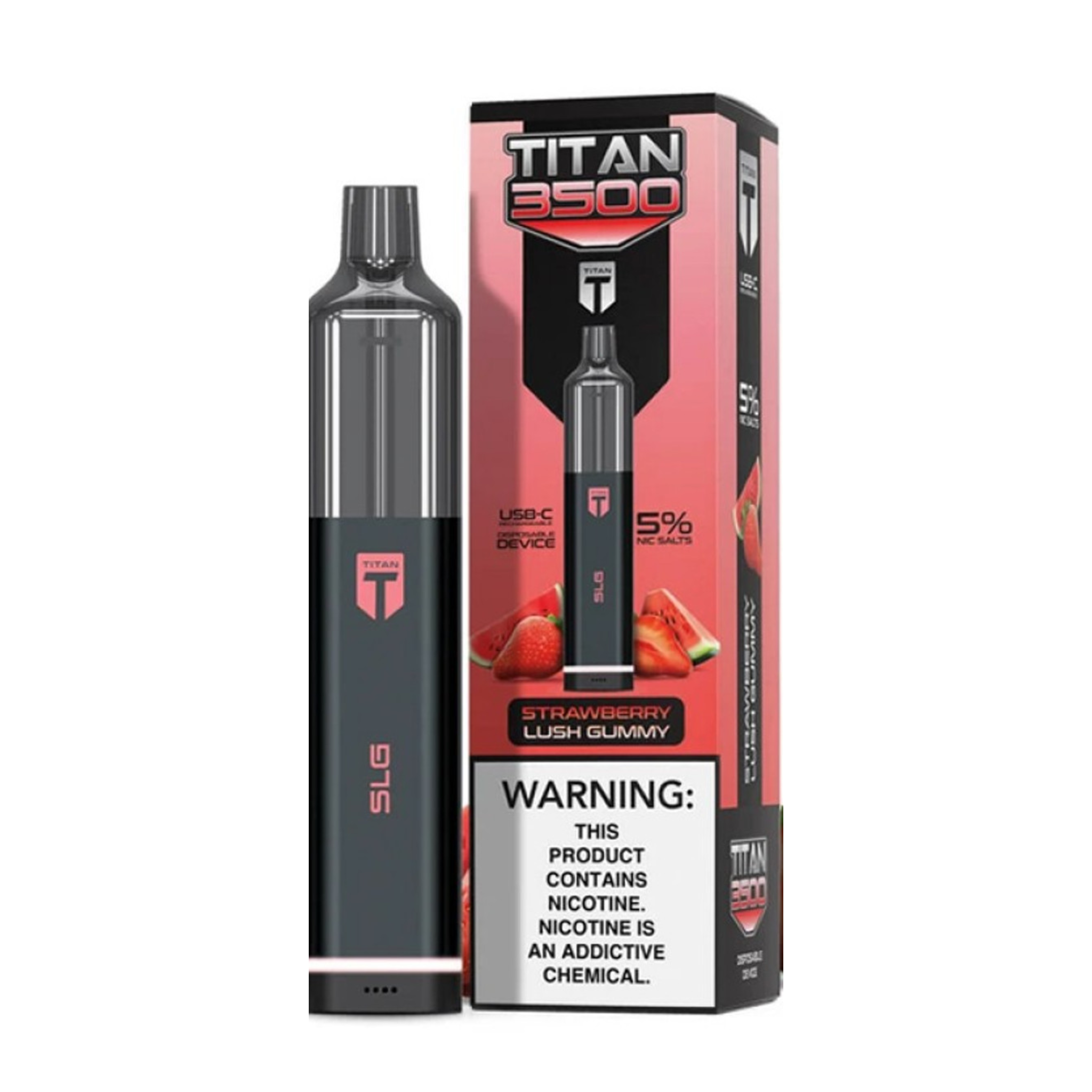 Titan Disposable | 3500 Puffs Strawberry Lush	Gummy with Packaging