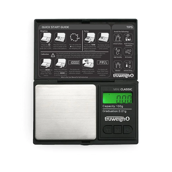 Truweigh Enigma Digital Mini Scale - 500g x 0.01g Silver Kitchen Scale