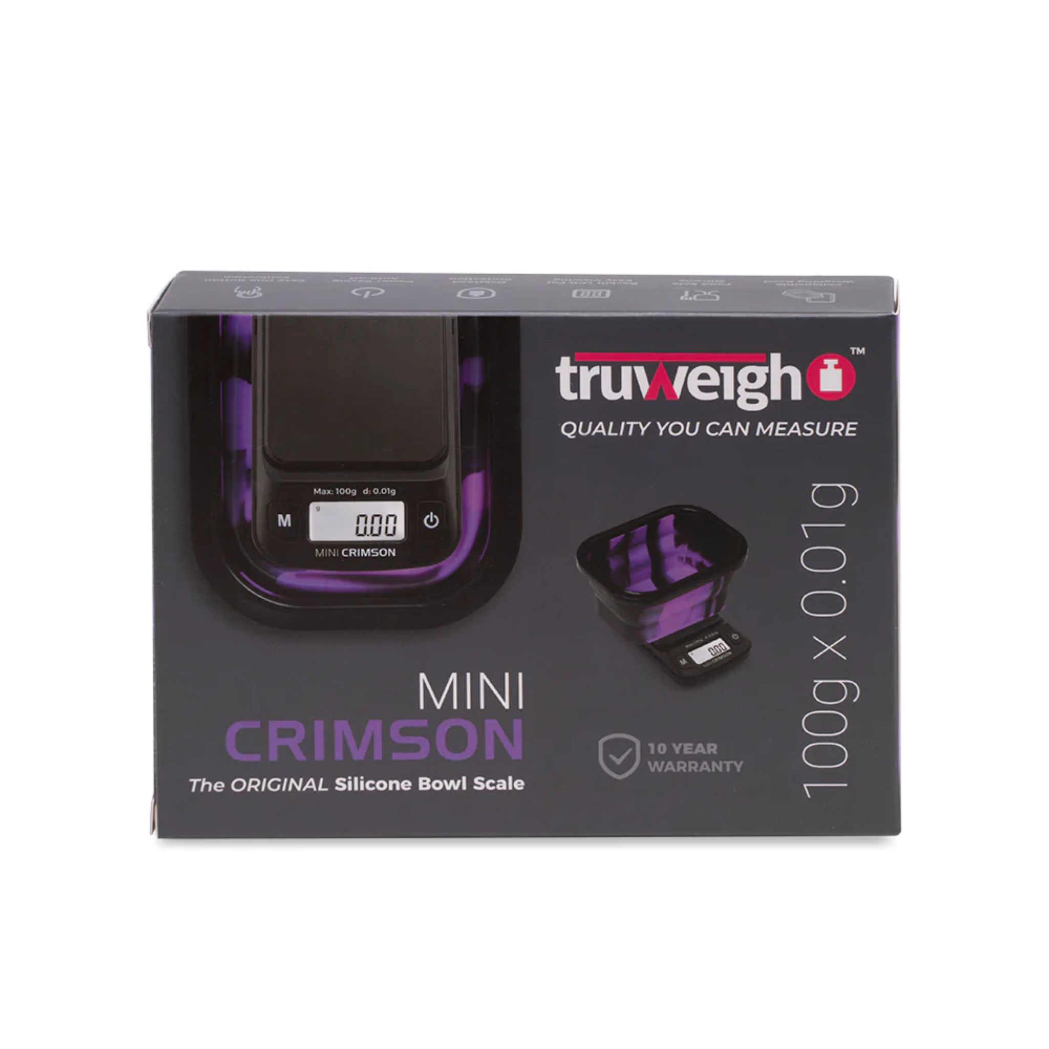 Truweigh Mini Crimson Scale Collapsible Bowl Black Purple Box