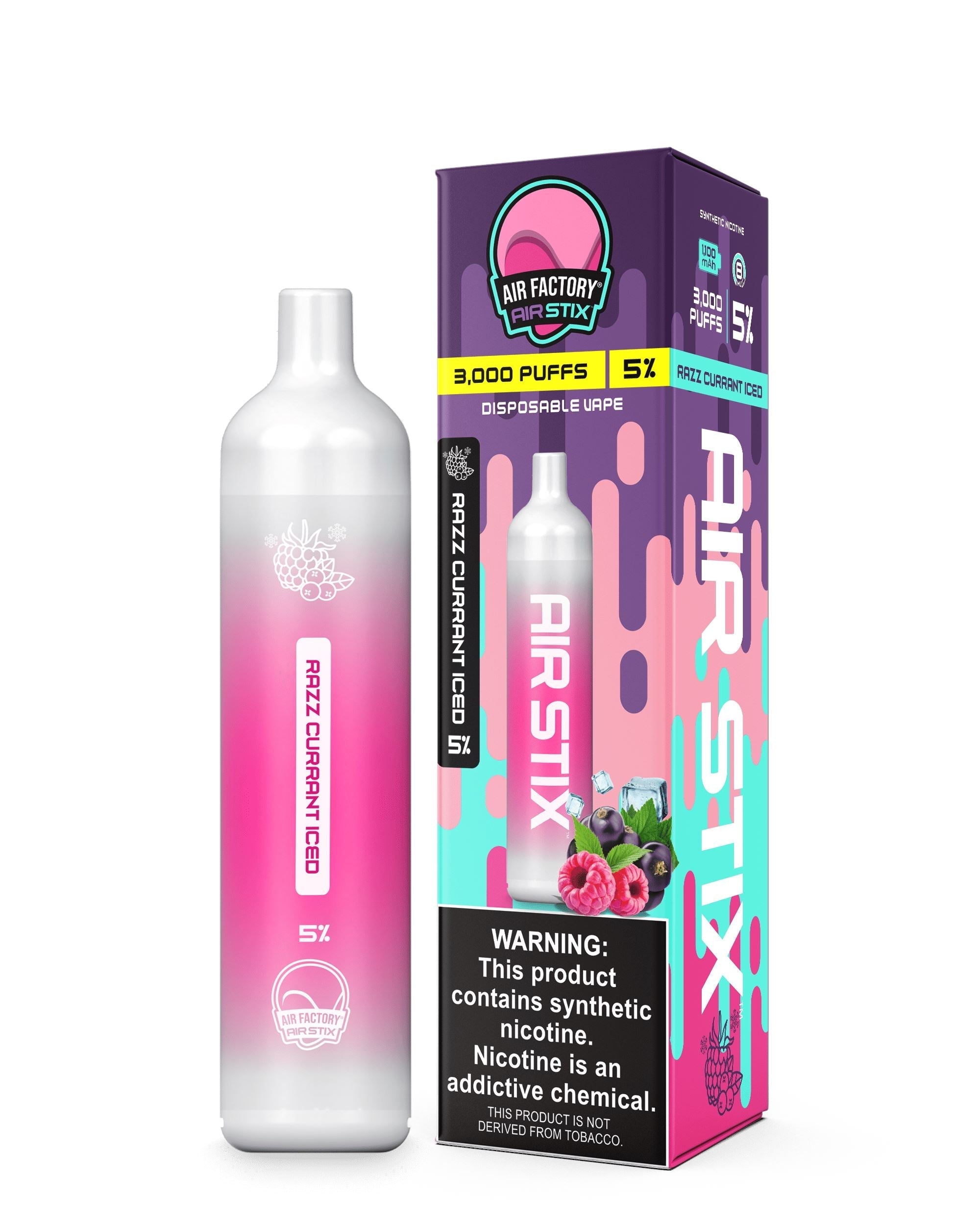 Air Factory Air Stix Disposable | 3000 Puffs | 8mL Razz Currant Iced 5% with Packaging