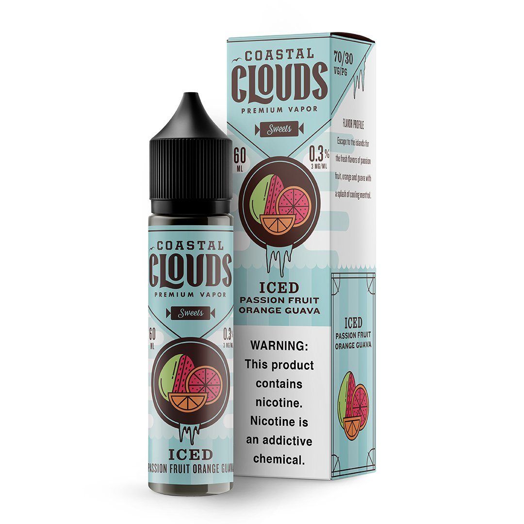 Iced Passion Fruit Orange Guava by Coastal Clouds 60ml colored with Packaging