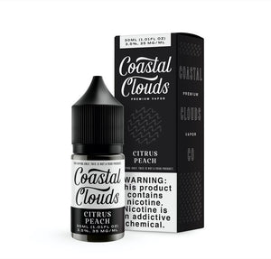 Sugared Nectarine by Coastal Clouds Salt Series 30mL black with Packaging