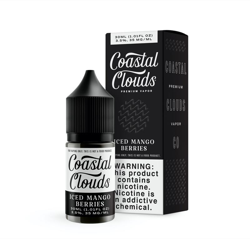 Iced Mango Berries by Coastal Clouds Salt Series 30mL black with Packaging