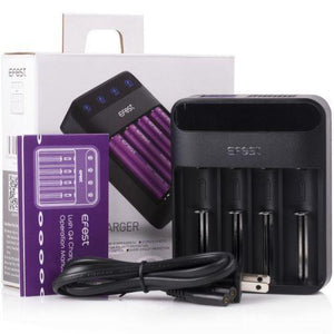 Efest Lush Q4 Battery Charger with packaging and chord