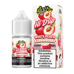 White Peach Strawberry | Hi-Drip Salts | 30ml 50mg bottle with packaging