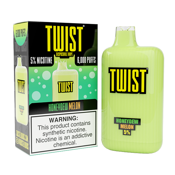 Twist Disposable 6000 | 15mL | 50mg Honeydew Melon with Packaging