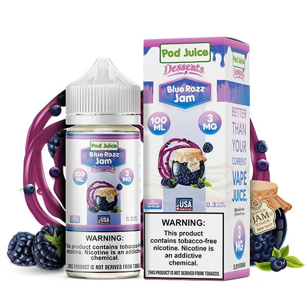 Blue Razz Jam by Pod Juice TFN Series 100mL with Packaging