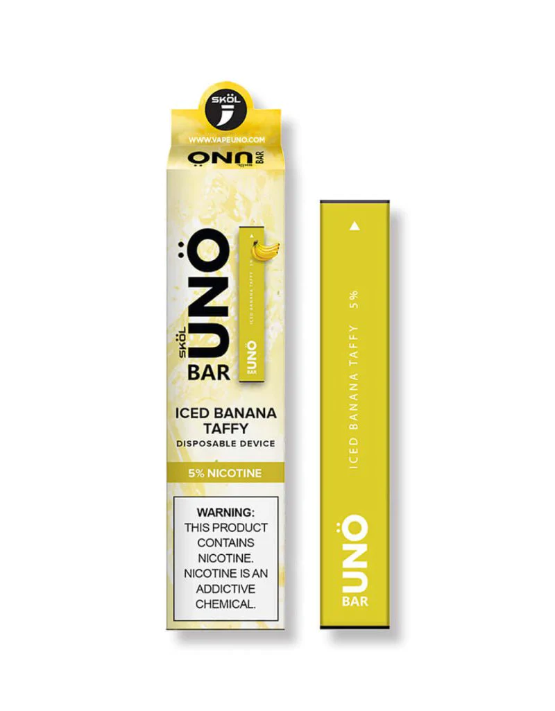 SKOL | UNO Bar Disposable 5% Nicotine (Individual) Iced Banana Taffy with Packaging