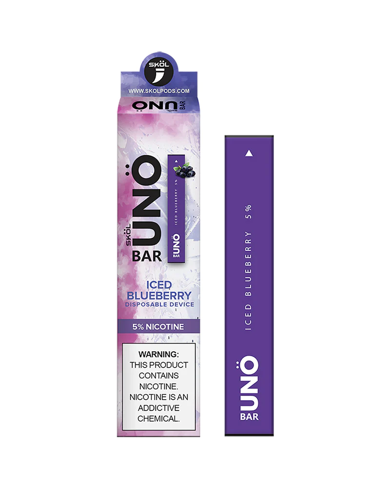 SKOL | UNO Bar Disposable 5% Nicotine (Individual) Iced Blueberry with Packaging