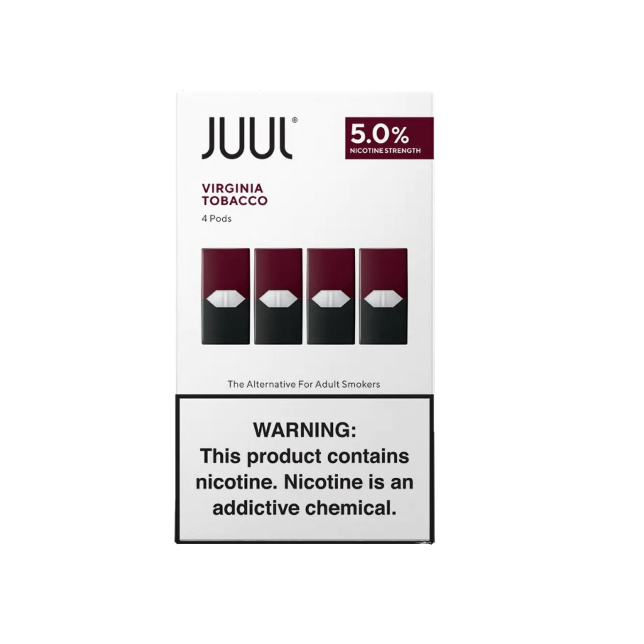 JUUL Pods (4-Pack) Virginia Tobacco 5.0% packaging only