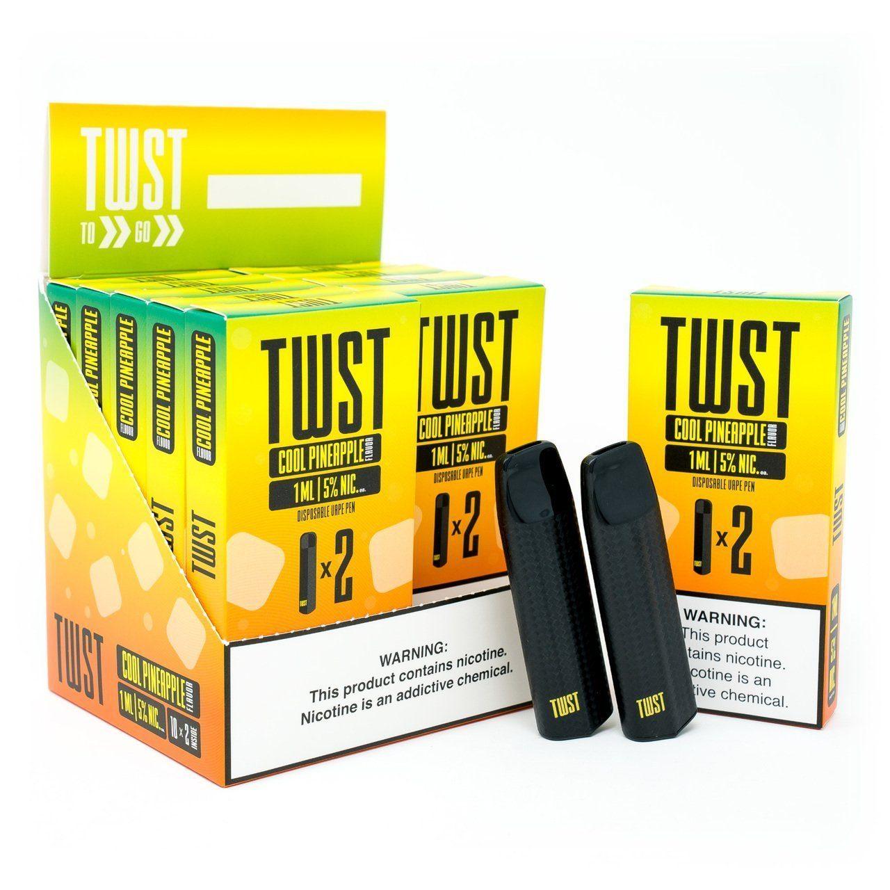 TWST E-liquids Disposable (2 Packs - Box of 10) Cool Pineapple with Packaging