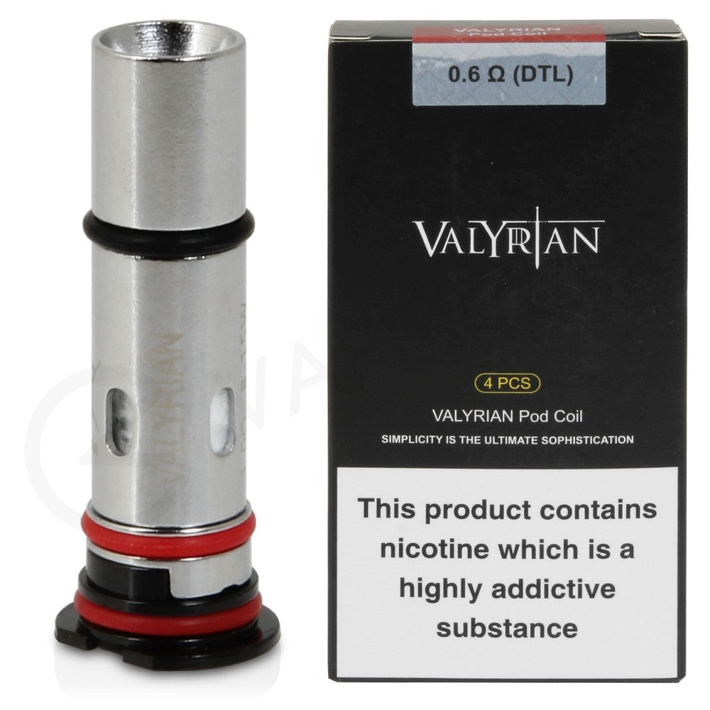 Uwell Valyrian Pod Replacement Coils (4-Pack) 0.6 ohm DTL with packaging