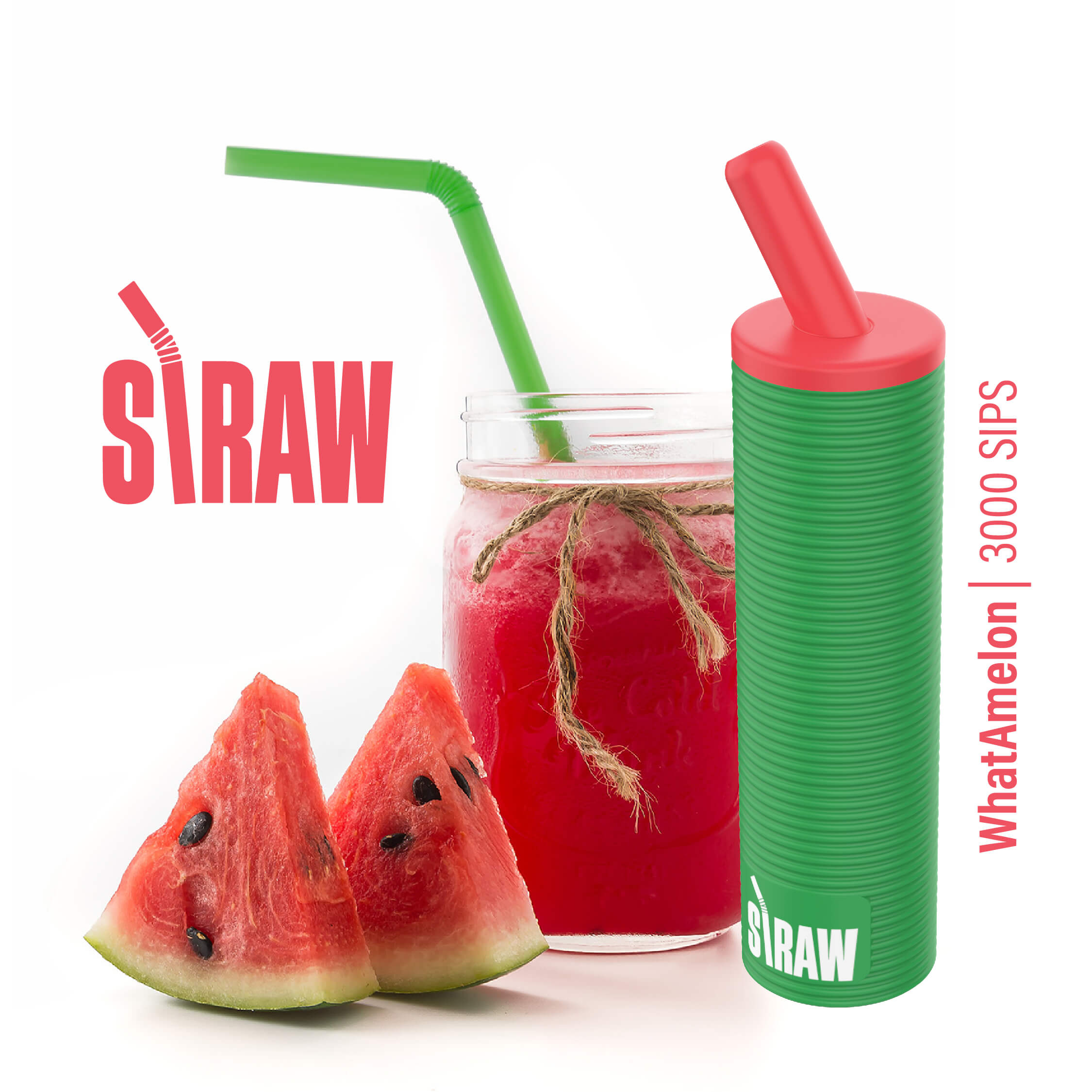 Straw Vape Disposable | 3000 Puffs | 8mL Whatamelon